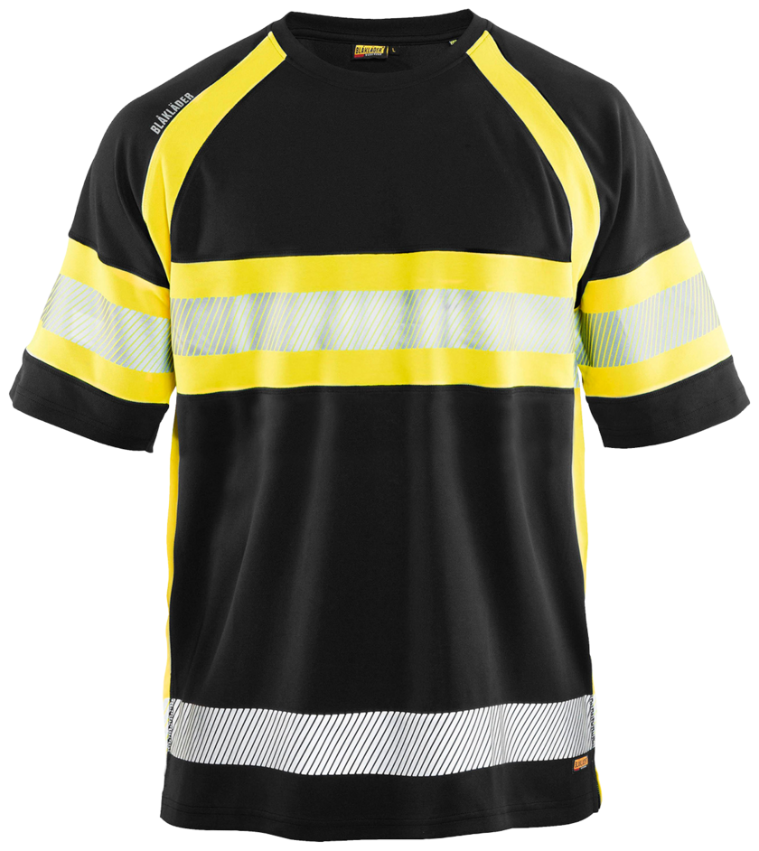 Hi-Vis T-shirt class 1 Svart/G 100% polyester pique wicking A L