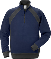 SWEATSHIRT KORT ZIP 1755 DF MARINBLÅ/GRÅ STL  S