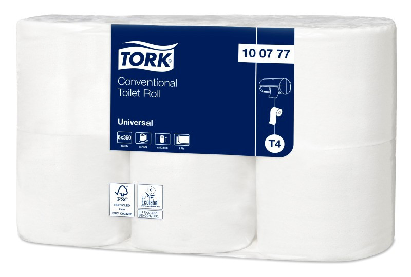 TOAPAPPER TORK UNI T4 6rl/frp 45M 2-LAG OFÄRGAD 7frp/bal