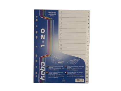 Register nr 1-20, 0,18mm Transparent A4