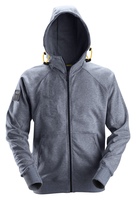 TRÖJA HOODIE ZIP LOGGO STL:S GRÅBLÅ MELERAD