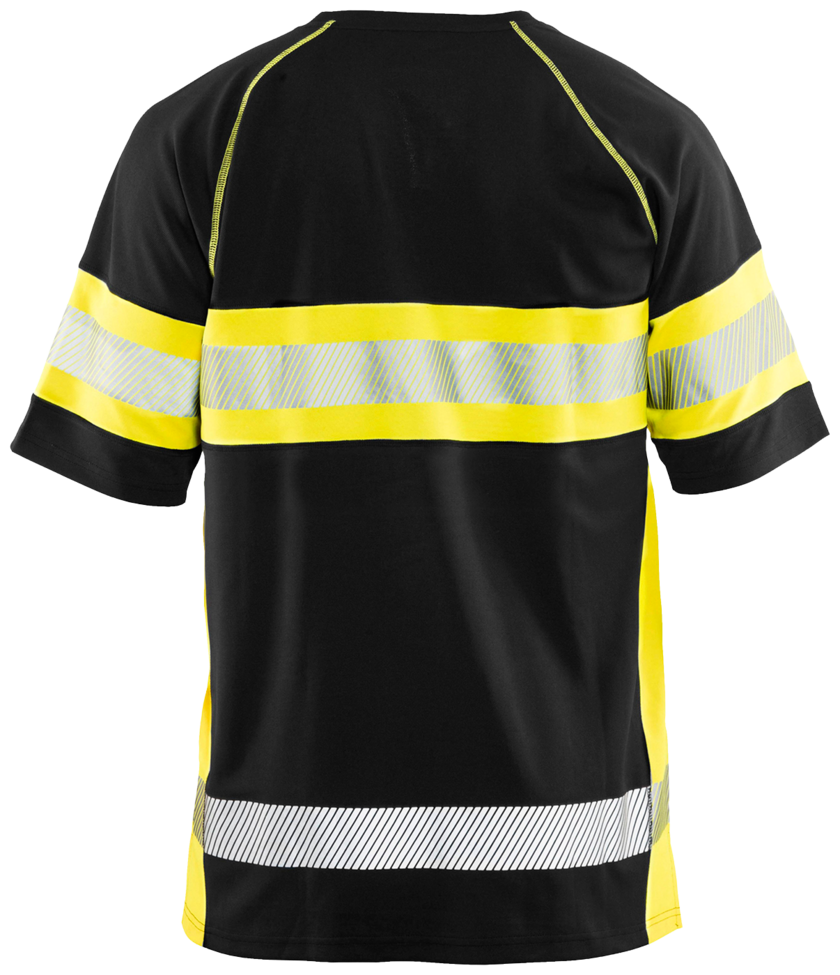 Hi-Vis T-shirt class 1 Svart/G 100% polyester pique wicking A L