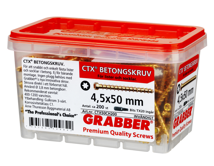 Betongskruv gul 4,5x50mm 200p