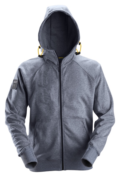 TRÖJA HOODIE ZIP LOGGO STL:M GRÅBLÅ MELERAD