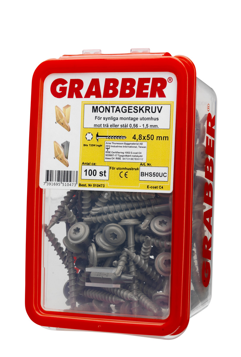 Montageskruv 4,8x50mm 100p Grabber