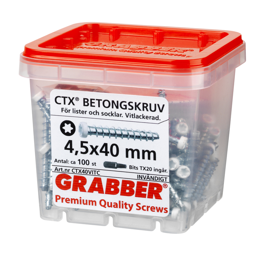 Betongskruv vit 4,5x40mm 100p