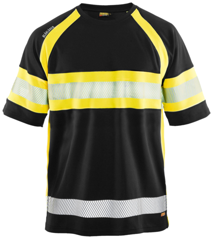 Hi-Vis T-shirt class 1 Svart/G 100% polyester pique wicking A L