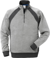SWEATSHIRT KORT ZIP 1755 DF GRÅ/MÖRKGRÅ STL S