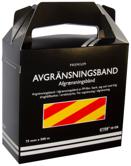 AVGRÄNSNINGSSBAND GUL/RÖD 75MMX500