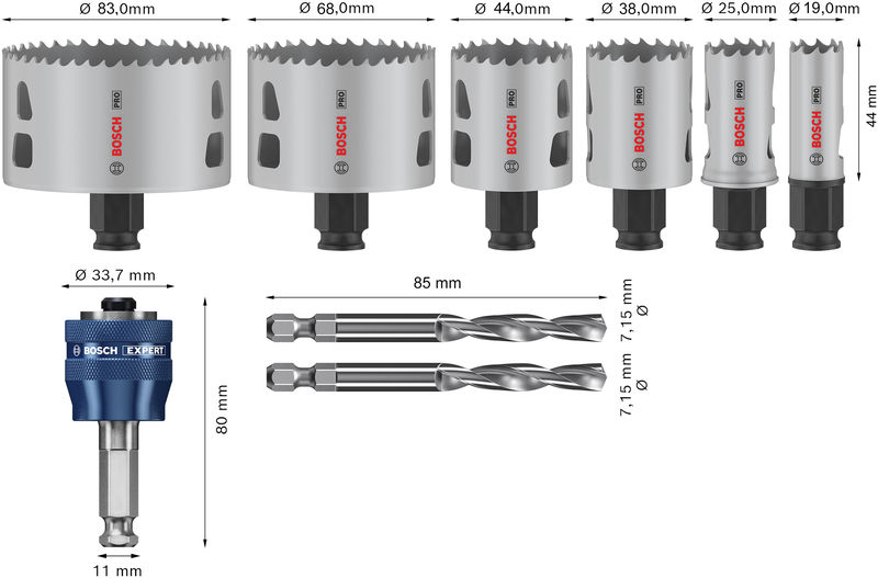 HÅLSÅGSET PC MULTI BIM 19-83MM 9 DELAR
