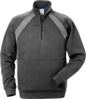 SWEATSHIRT KORT ZIP 1755 DF MÖRKGRÅ/GRÅ STL L