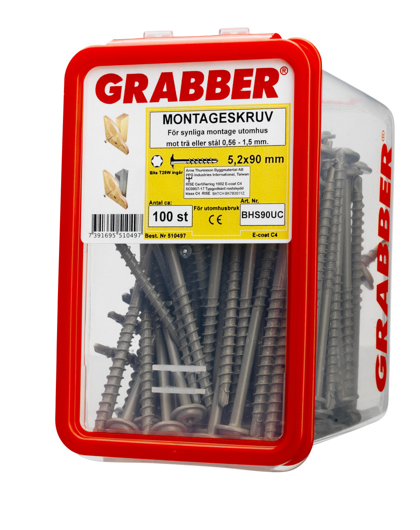 Montageskruv 5,2x90mm 100p Grabber