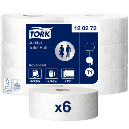 TOAPAPPER TORK JUMBO ADV T1 360M 2-LAG, GRÅ DEKOR 6P/FRP