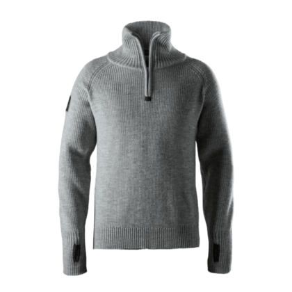 Tröja 1/2 Zip, Ull Ljusgrå Mel erad Stl: M