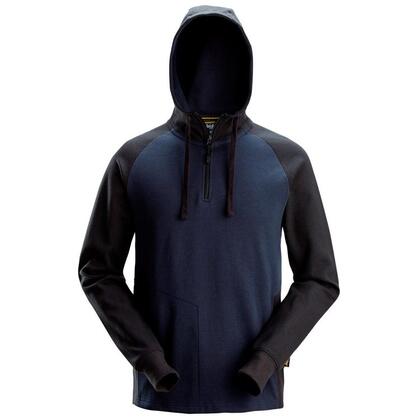 HOODIE ZIP 2-FÄRGAD MARIN/SVART STL: XXL