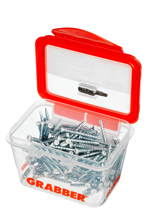 Listskruv vit 3,3x35mm 100p Grabber
