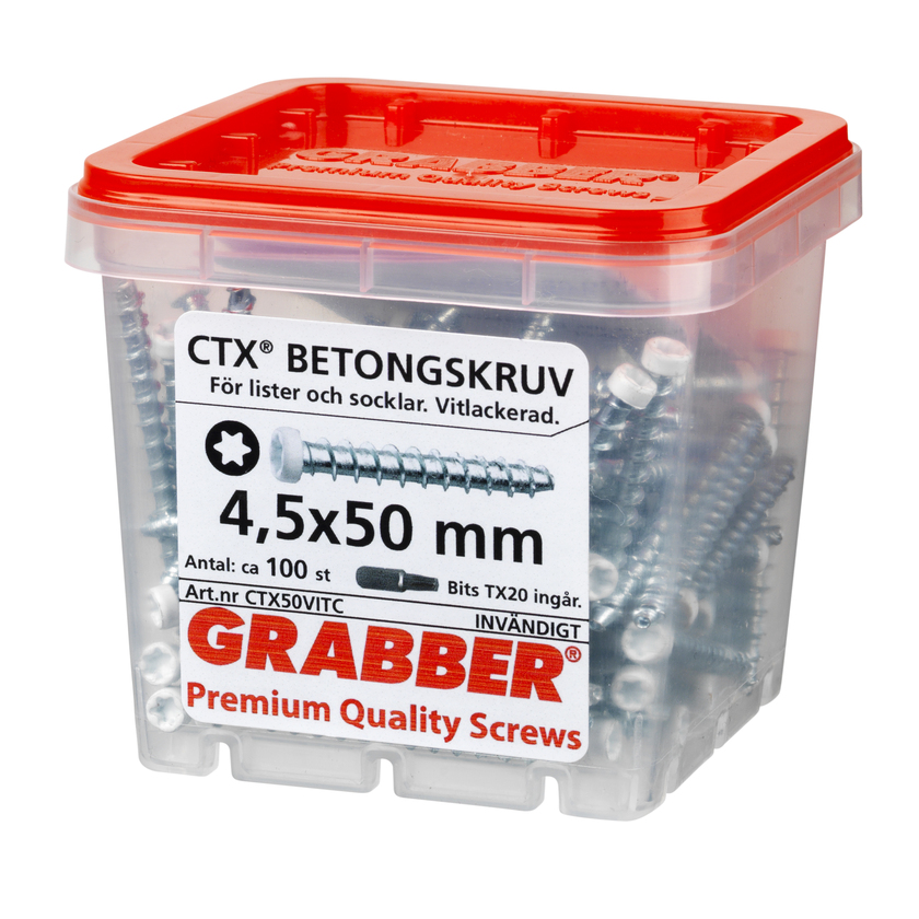 Betongskruv vit 4,5x50mm 100p