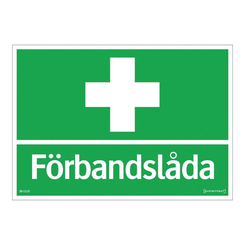 Skylt Förbandslåda 148x210mm plast