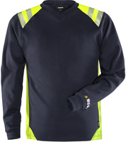 T-SHIRT FLAM 7360 TFL MARINBLÅ/VARSEL GUL STL XS