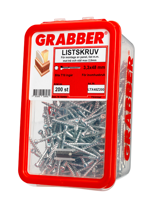 Listskruv zink 3,3x48 200p Grabber