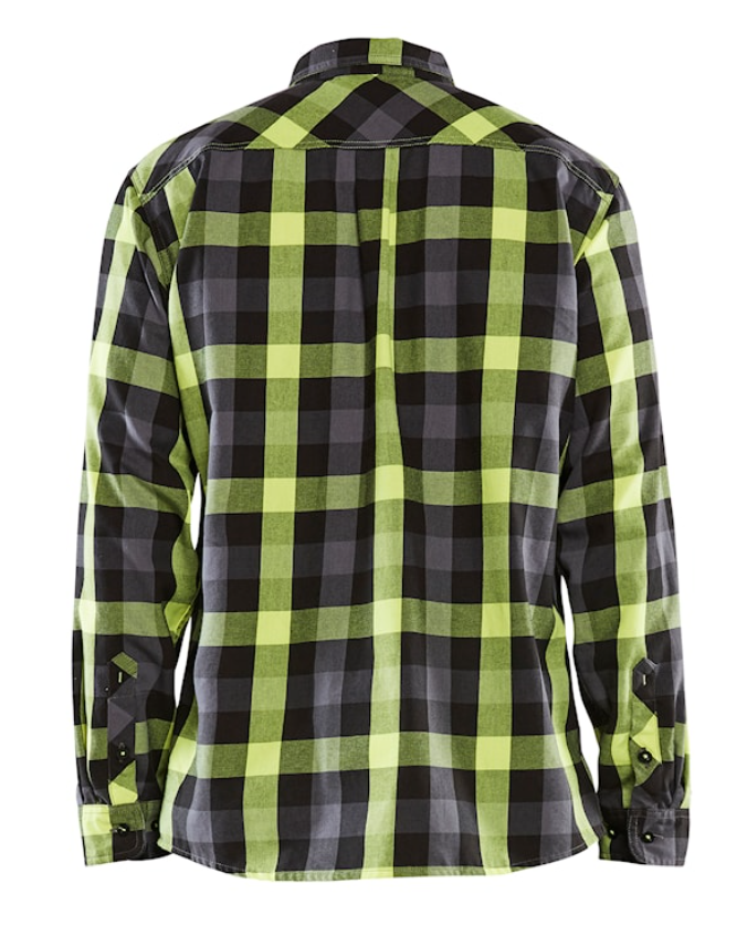 Flanellskjorta Svart/Varselgul  4XL