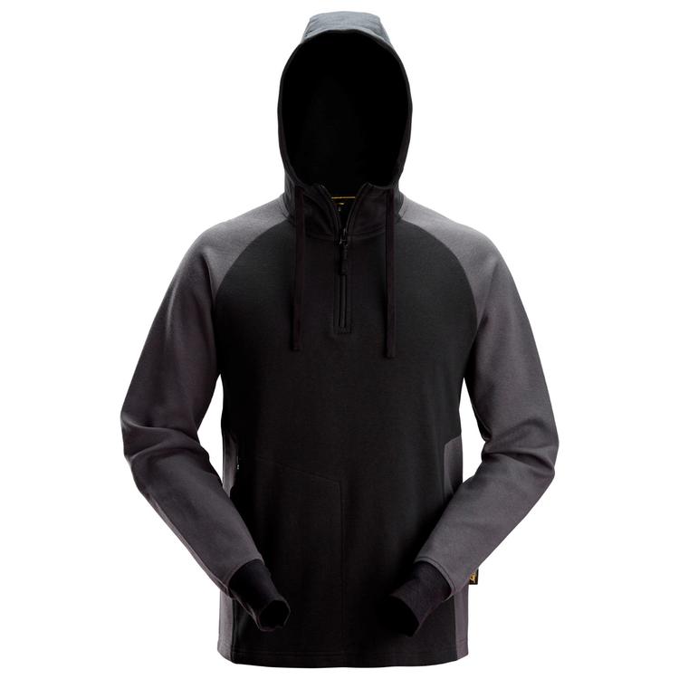 HOODIE ZIP 2-FÄRGAD Svart/grå  STL: XL
