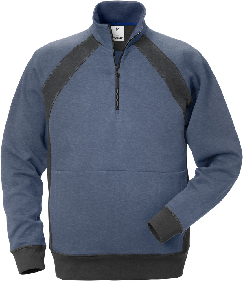 SWEATSHIRT KORT ZIP 1755 DF BLÅ/GRÅ STL L