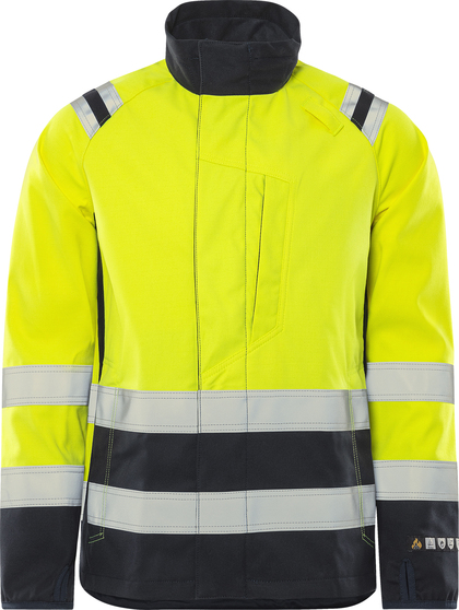 SOFTSHELLJACKA FLAM 4016 FSS VARSEL GUL/MARINBLÅ STL XS