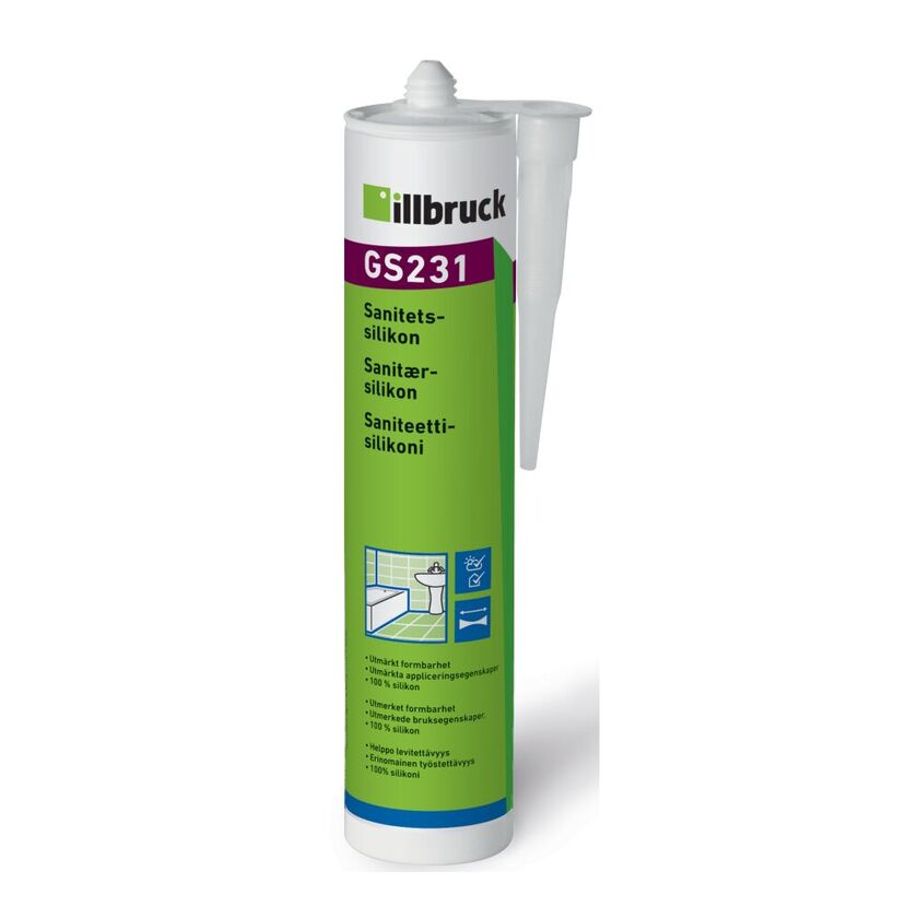 Sanitetssilikon GS231 vit 310ml Illbruck