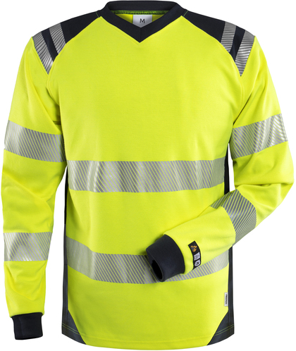 T-SHIRT FLAM KL 3 7359 TFL VARSELGUL/MARINBLÅ STL  S