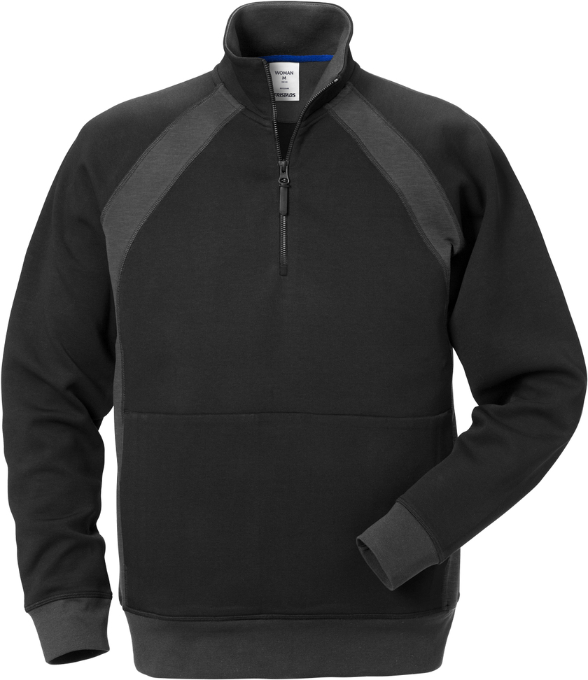SWEATSHIRT KORT ZIP 1755 DF SVART/GRÅ STL M