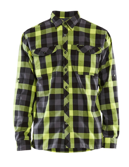 Flanellskjorta Svart/Varselgul 4XL